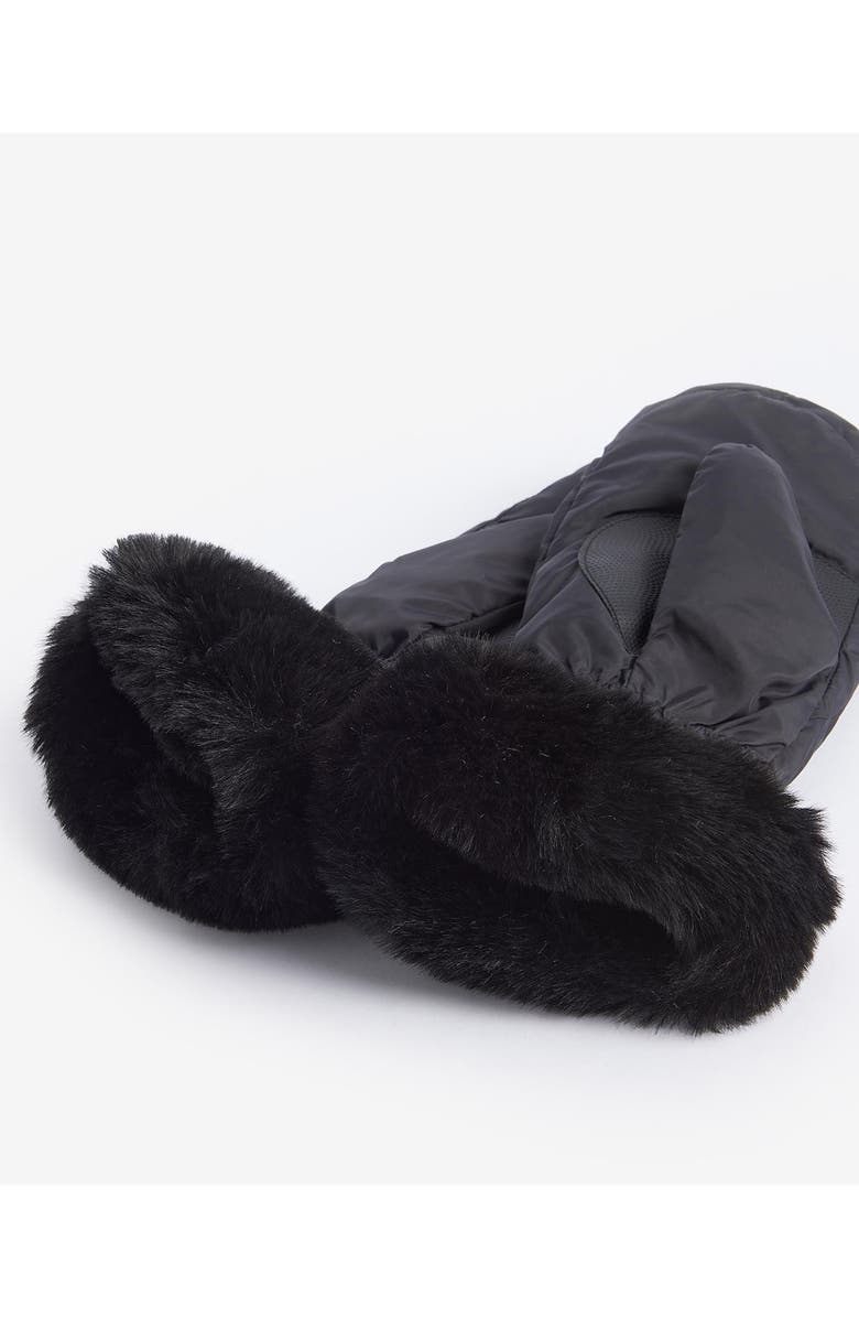 Barbour Primrose Waterproof Insulated Mittens with Faux Fur Trim, Alternate, color, Black