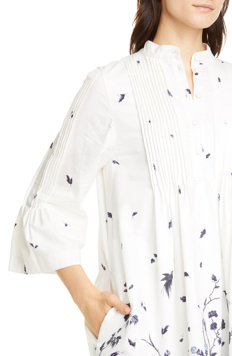 Erdem Floral Pintuck Cotton Poplin Shift Dress, Alternate, color, 