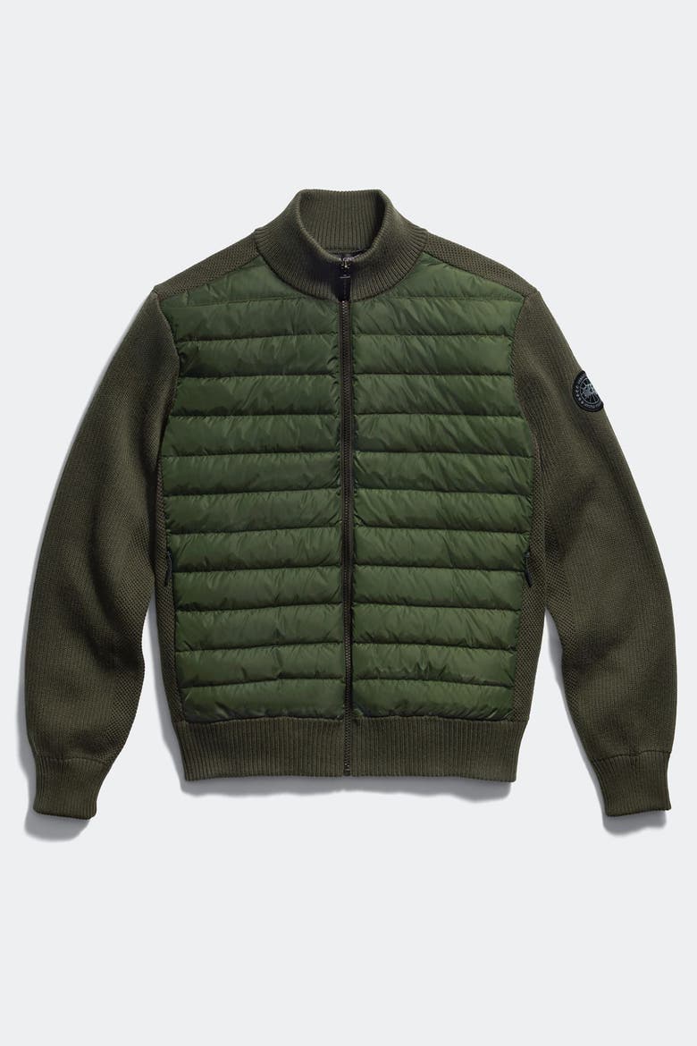 HyBridge® Knit Jacket Black Disc, Main, color, Moss Khaki