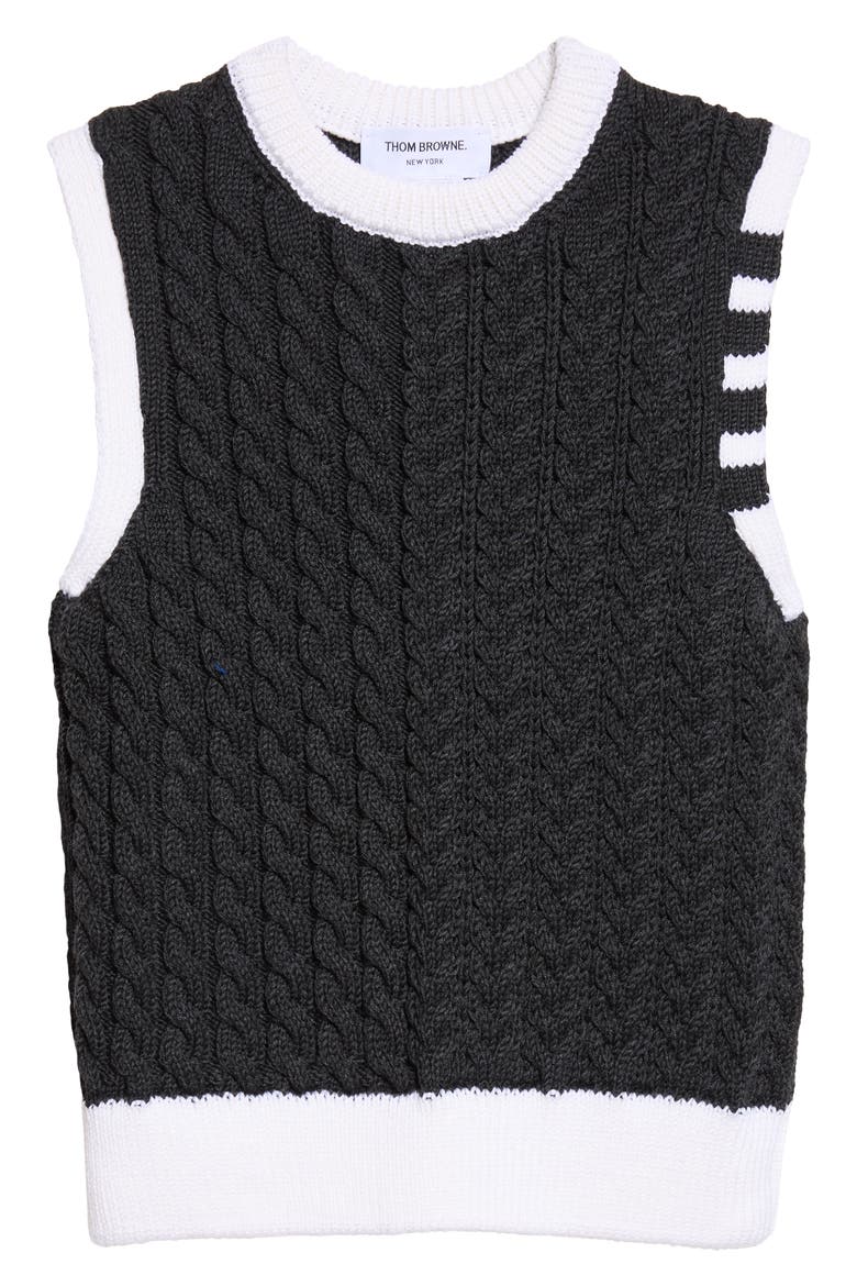 Aran Cable Merino Wool Shell Top, Main, color, DARK GREY