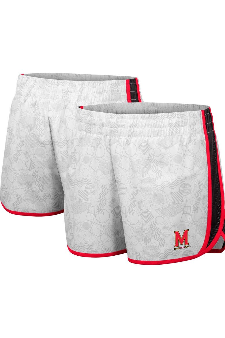 Women's Colosseum White Maryland Terrapins The Plastics Geo Print Shorts, Main, color, White