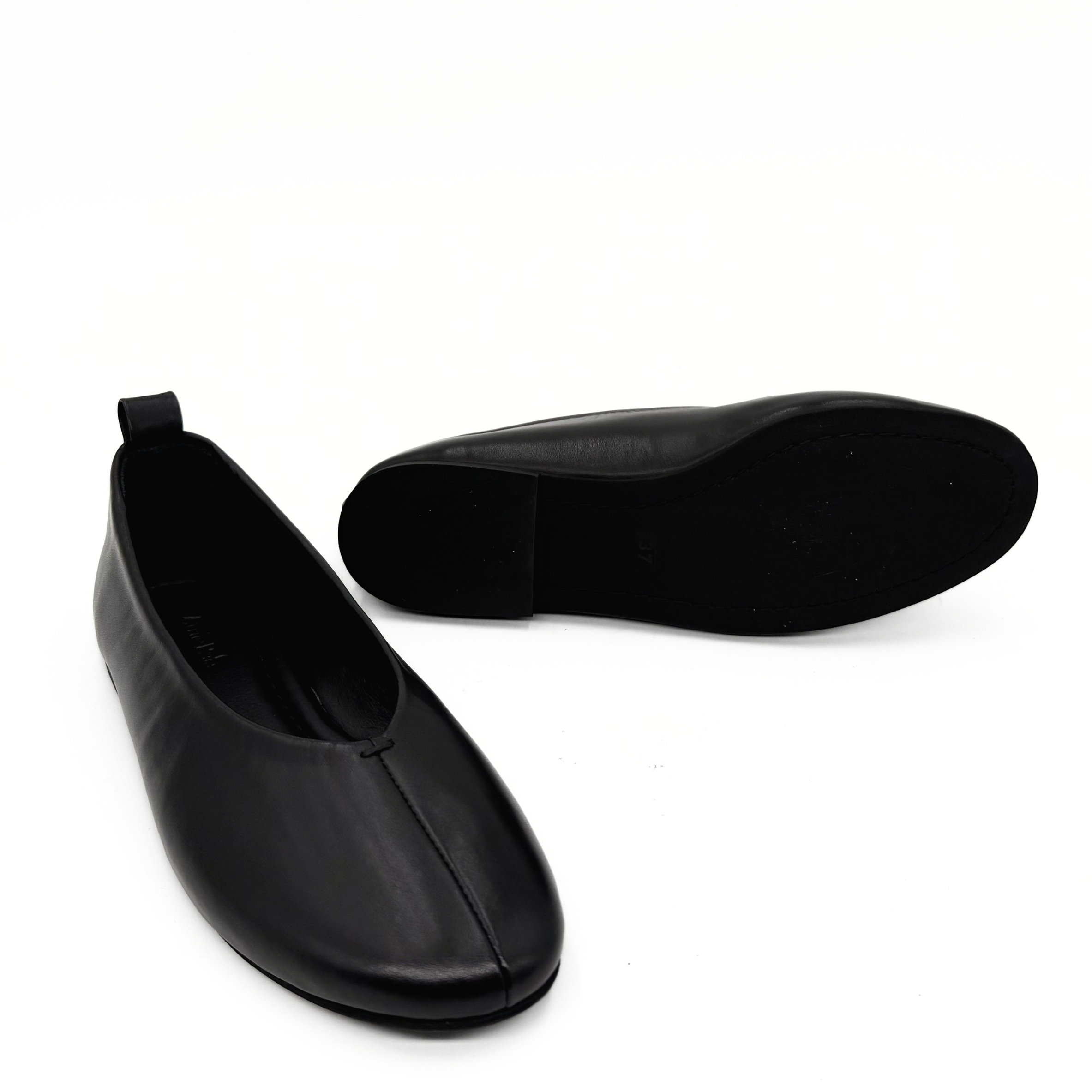 Erika II Leather Ballet Flats, Alternate, color, Black Leather