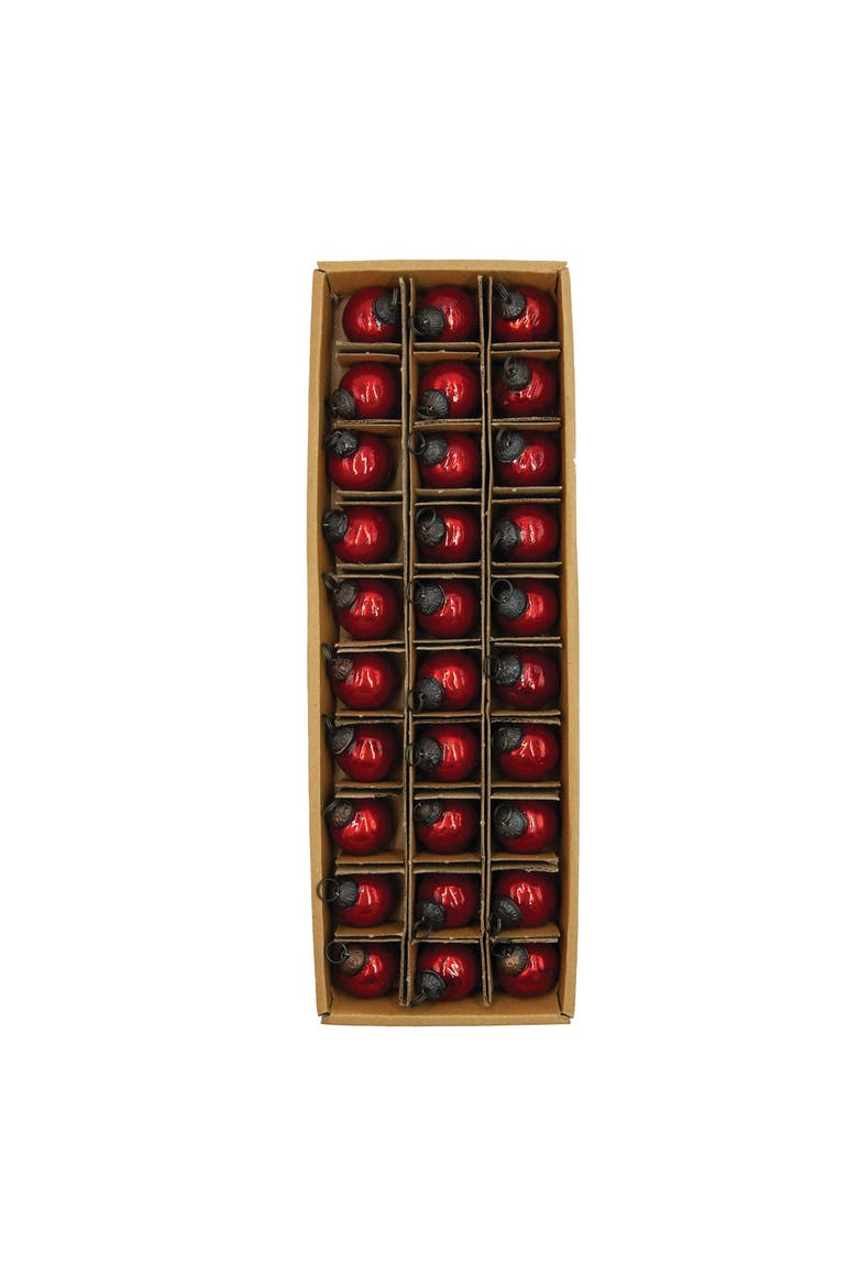 30-Piece Mercury Glass Ball Ornament Set, Main, color, Red