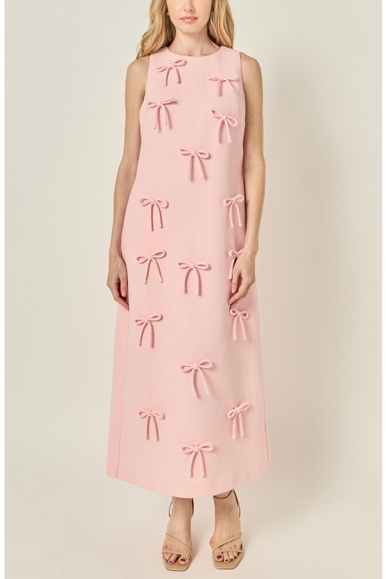 Bow Embellished Sleeveless A-Line Dress, Alternate, color, PINK