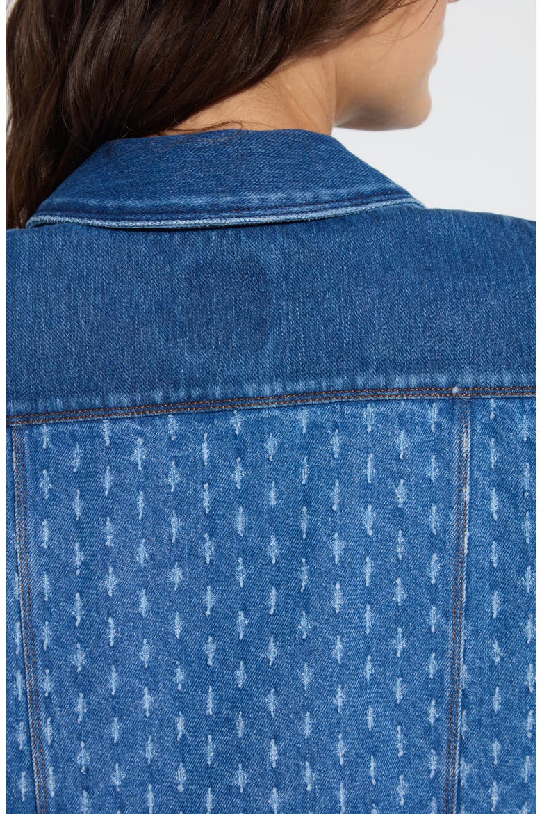 Thea Crop Short Sleeve Denim Jacket, Alternate, color, MID WASH