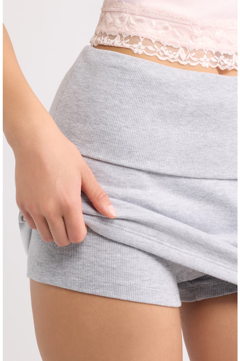 Foldover Fleece Miniskort, Alternate, color, GREY SOFT HEATHER