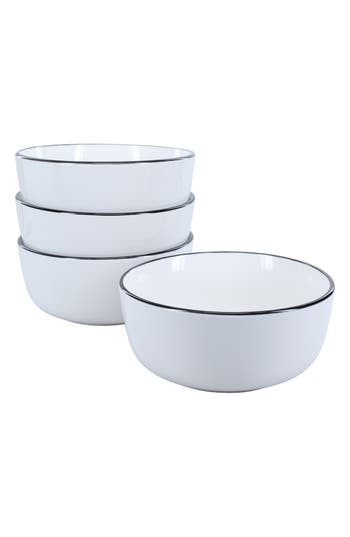 Bia Cordon Bleu Set Of 4 Silhouette Porcelain Soup/cereal Bowls In White W/black