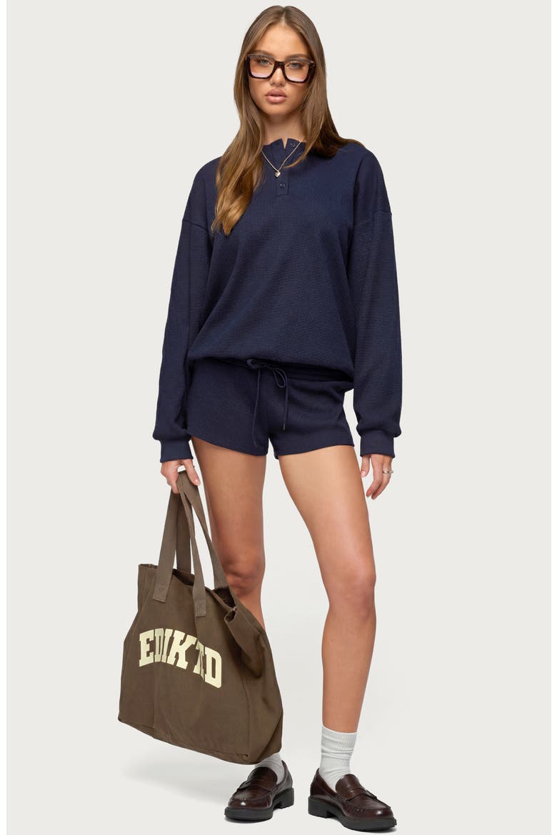 Baila Waffle Knit Drawstring Shorts, Alternate, color, NAVY