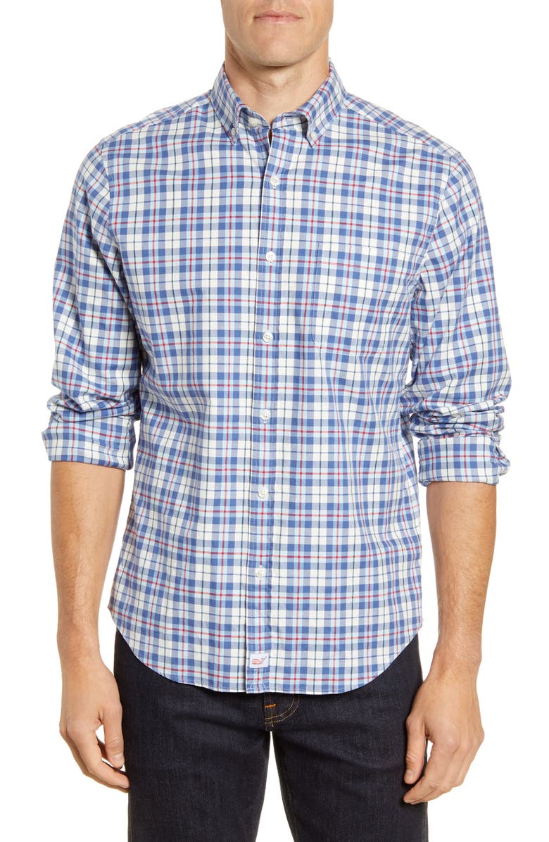 vineyard vines Murray Classic Fit Plaid Stretch Flannel Button-Down Shirt, Main, color,