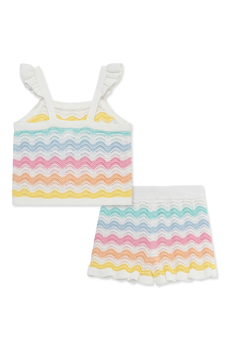 Wavy Pointelle Knit Tank & Shorts Set, Alternate, color, MULTI STRIPE