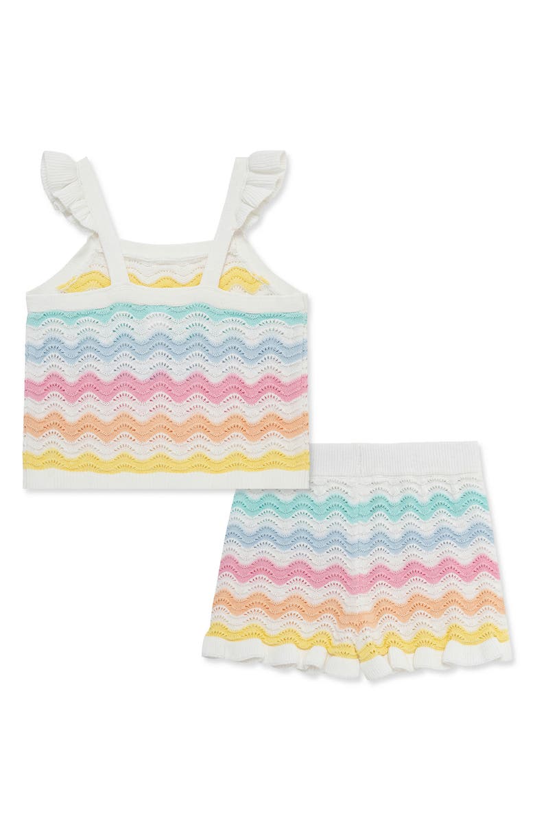 Little Me Wavy Pointelle Knit Tank & Shorts Set, Alternate, color, Multi Stripe