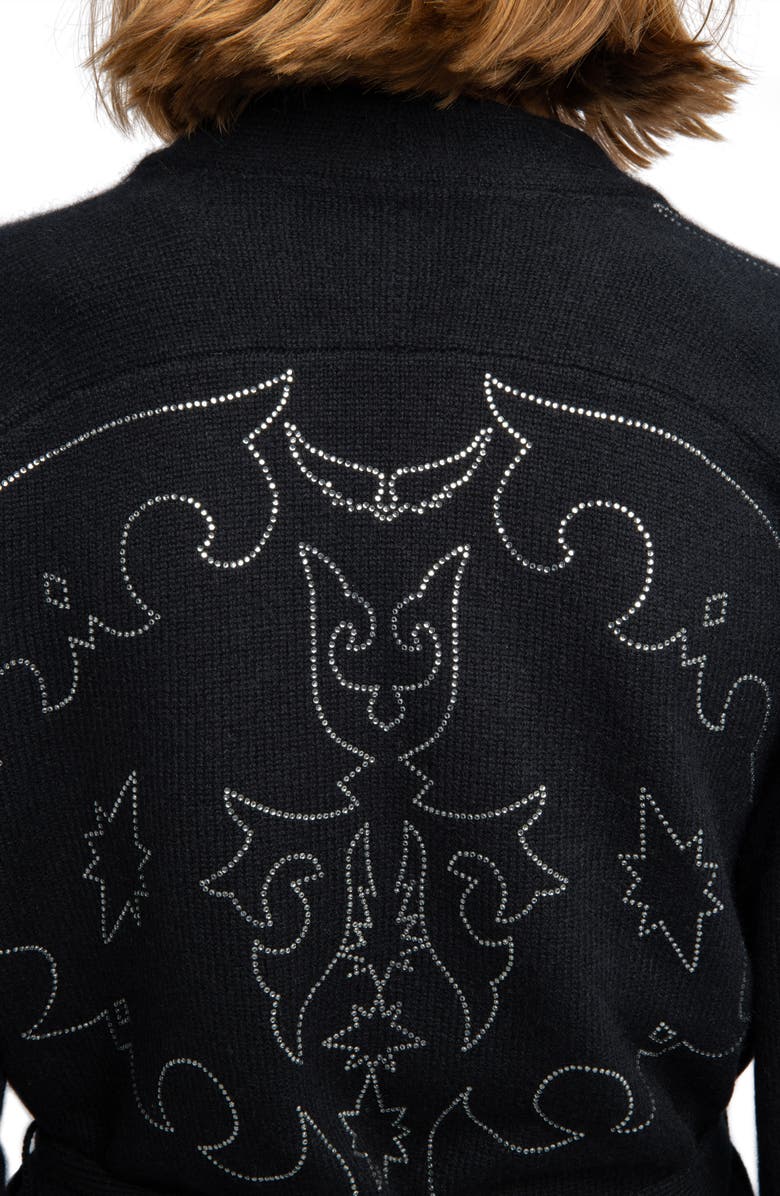 Zadig & Voltaire Salomy Crystal Embellished Cashmere Sweater, Alternate, color, Black