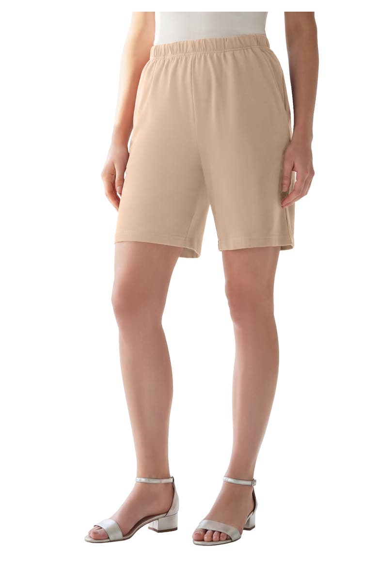 Plus Size Soft Knit Pull-On Short, Main, color, NEW KHAKI