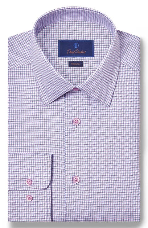 Regular Fit Microcheck Cotton Dobby Dress Shirt