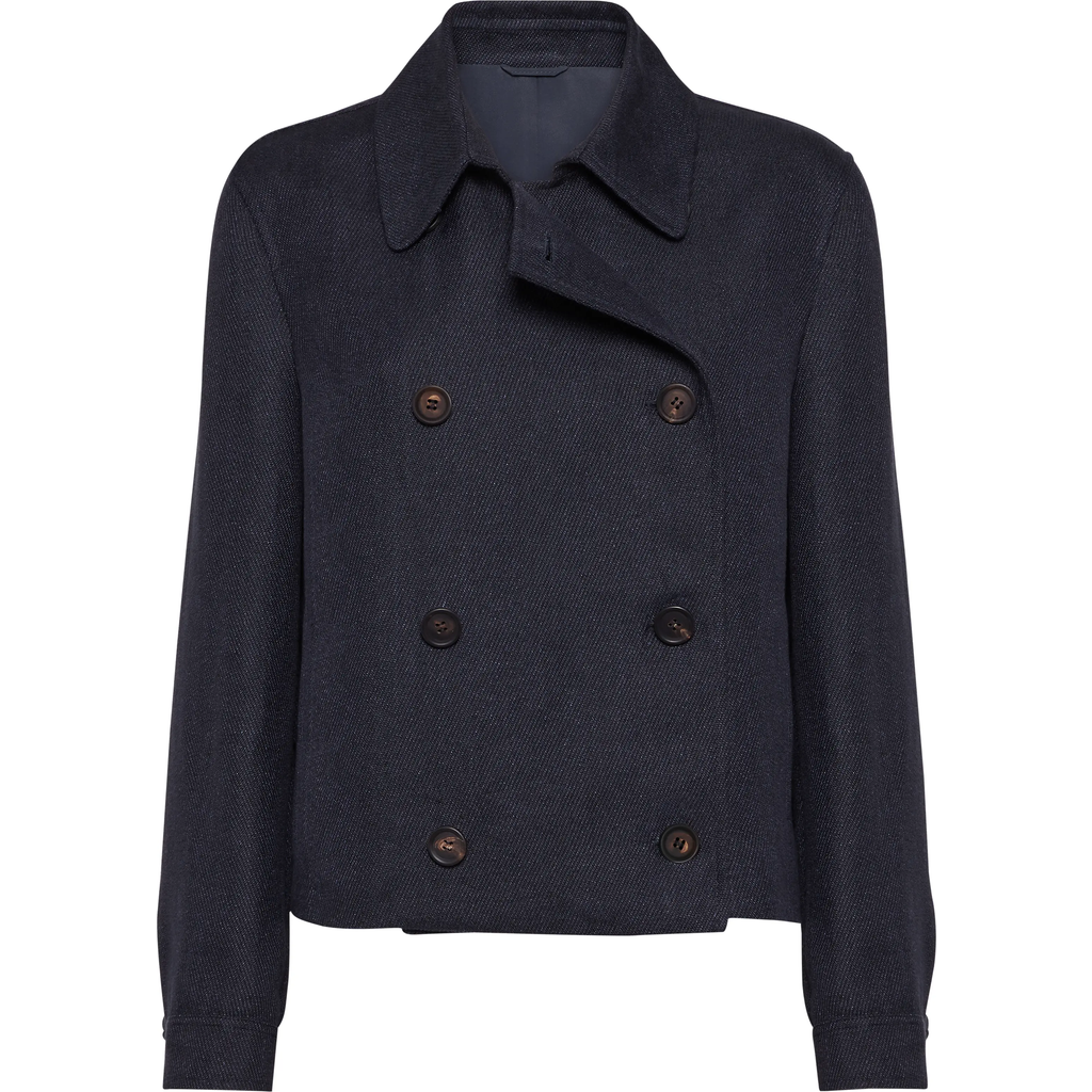 Brunello Cucinelli Monili-detail Caban Jacket In Navy Blue