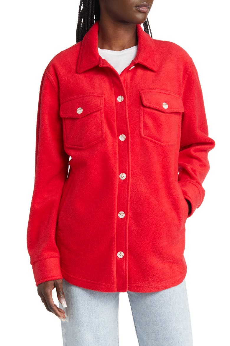 Plaid Polar Fleece Shacket, Alternate, color, RED