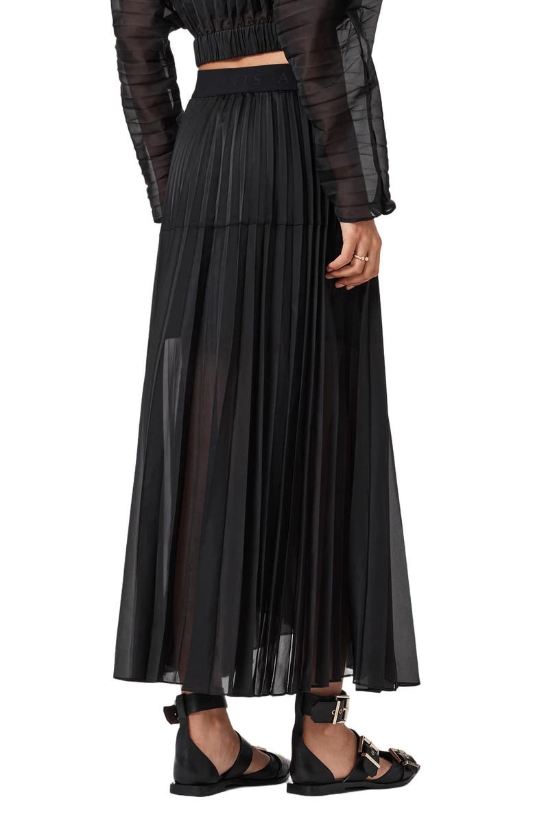 AllSaints Micaela Pleated Maxi Skirt, Alternate, color, Black