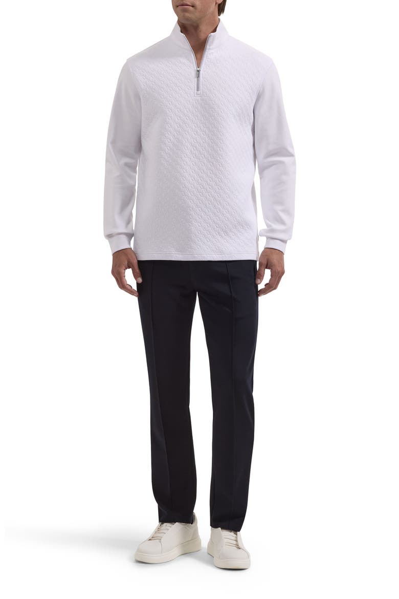 Diamond Quilted Quarter Zip Pullover, Alternate, color, WHITE