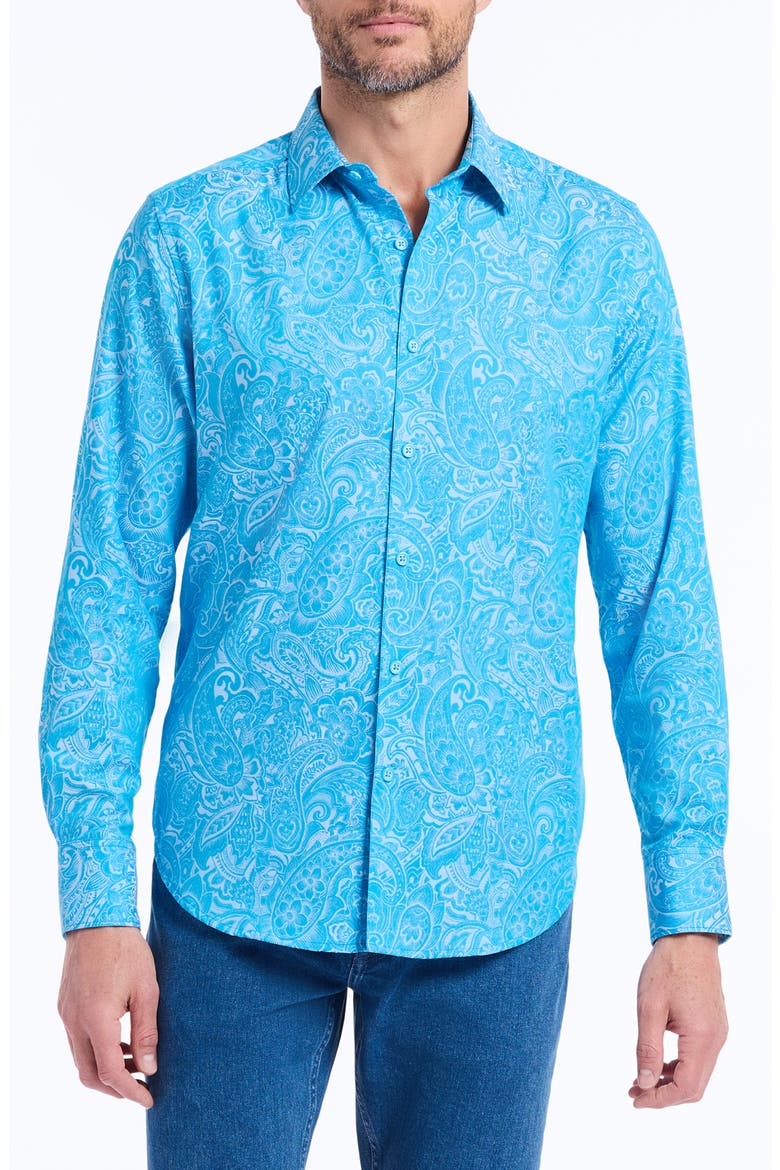 Hudson Floral Print Button-Up Shirt, Main, color, BLUE