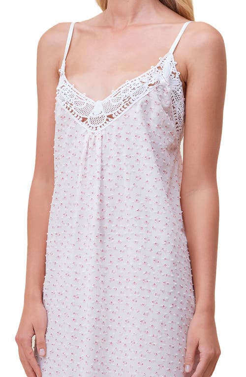 Shop Papinelle Swiss Dot Lace Trim Cotton Nightgown In Strawberry Ice Ditsy