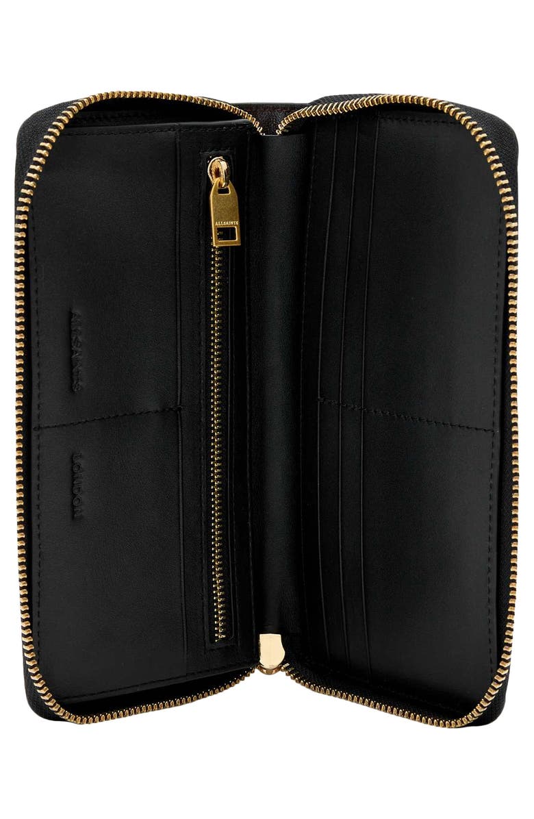 AllSaints Lena Continental Leather Wallet, Alternate, color, Burnt Umber Red