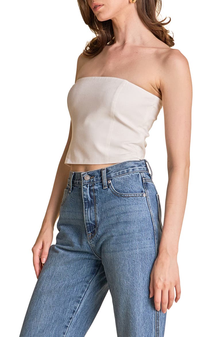 Strapless Linen Top, Alternate, color, WHITE