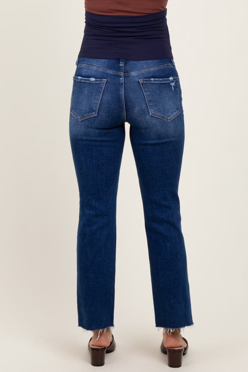 Pinkblush Cut Hem Kick Flare Maternity Jeans In Blue