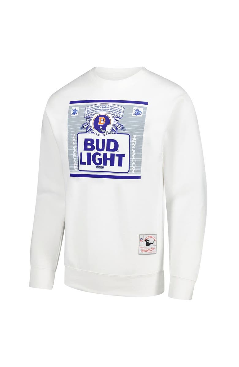 Mitchell & Ness Men's Mitchell & Ness x Bud Light White Denver Broncos The Crest Pullover Sweatshirt, Alternate, color, White