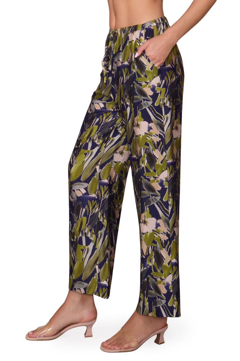 Floral Print Ankle Pants, Alternate, color, NAVY MULTI