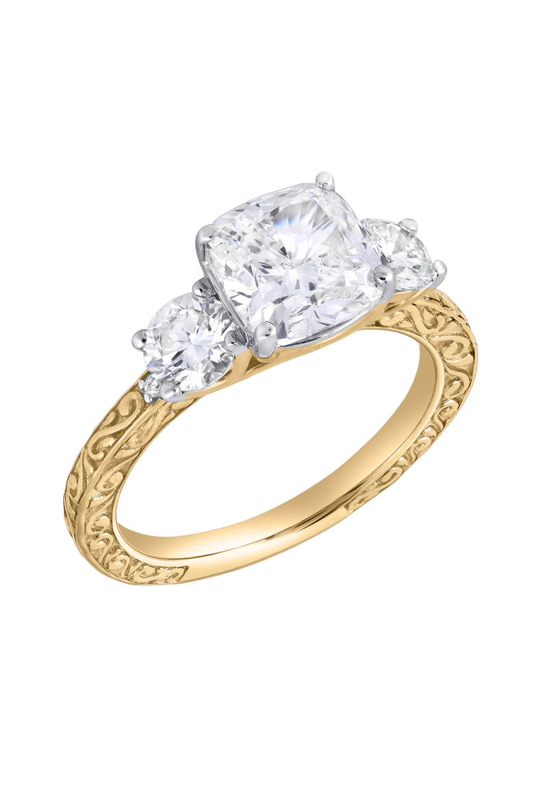 Zarelle 14K Gold 2.65 Ct Cushion Lab Grown Diamond Engagement Ring, Alternate, color, 14K Yellow Gold