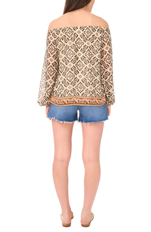 Vince Camuto Geo Print Off The Shoulder Top In Brown