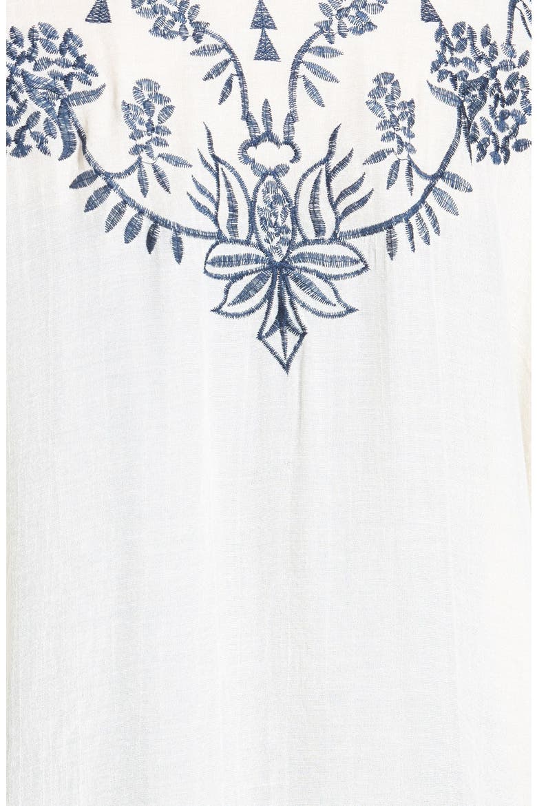 ASTR Embroidered Open Front Kimono, Alternate, color, CREAM/ NAVY