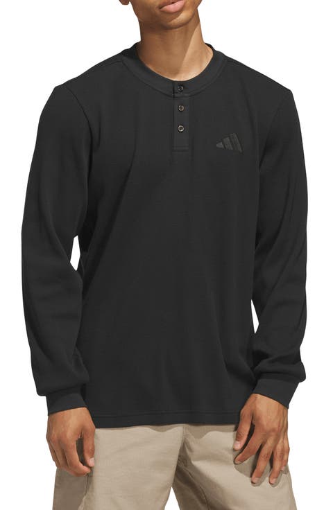Long Sleeve Waffle Knit Henley