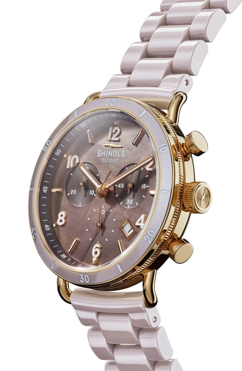 Shinola The Canfield Sport Chronograph Ceramic Bracelet Watch, 40mm, Alternate, color, 