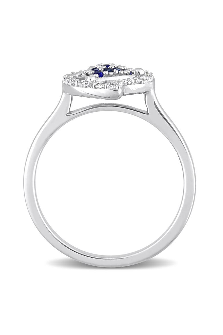 White Topaz & Created Blue Sapphire Halo Ring, Alternate, color, Lab-Created Sapphire