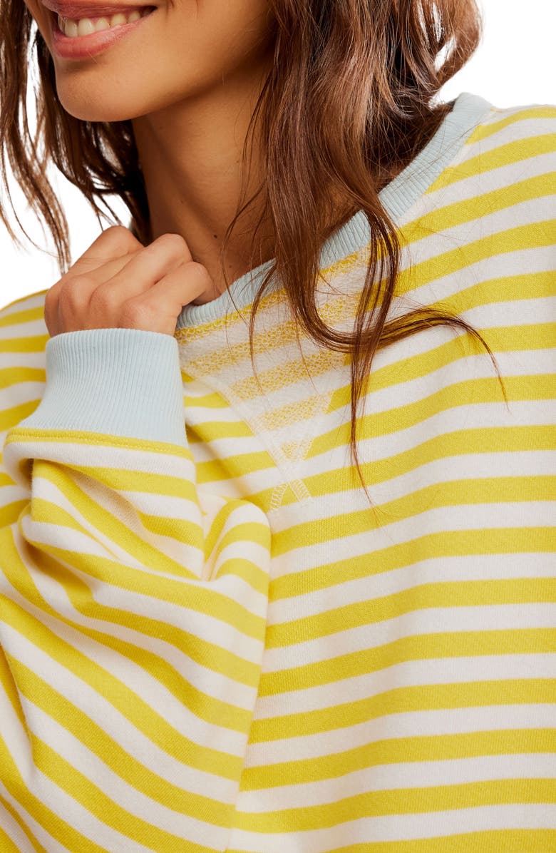 Free People Oversize Stripe Sweatshirt, Alternate, color, Dandelion Combo