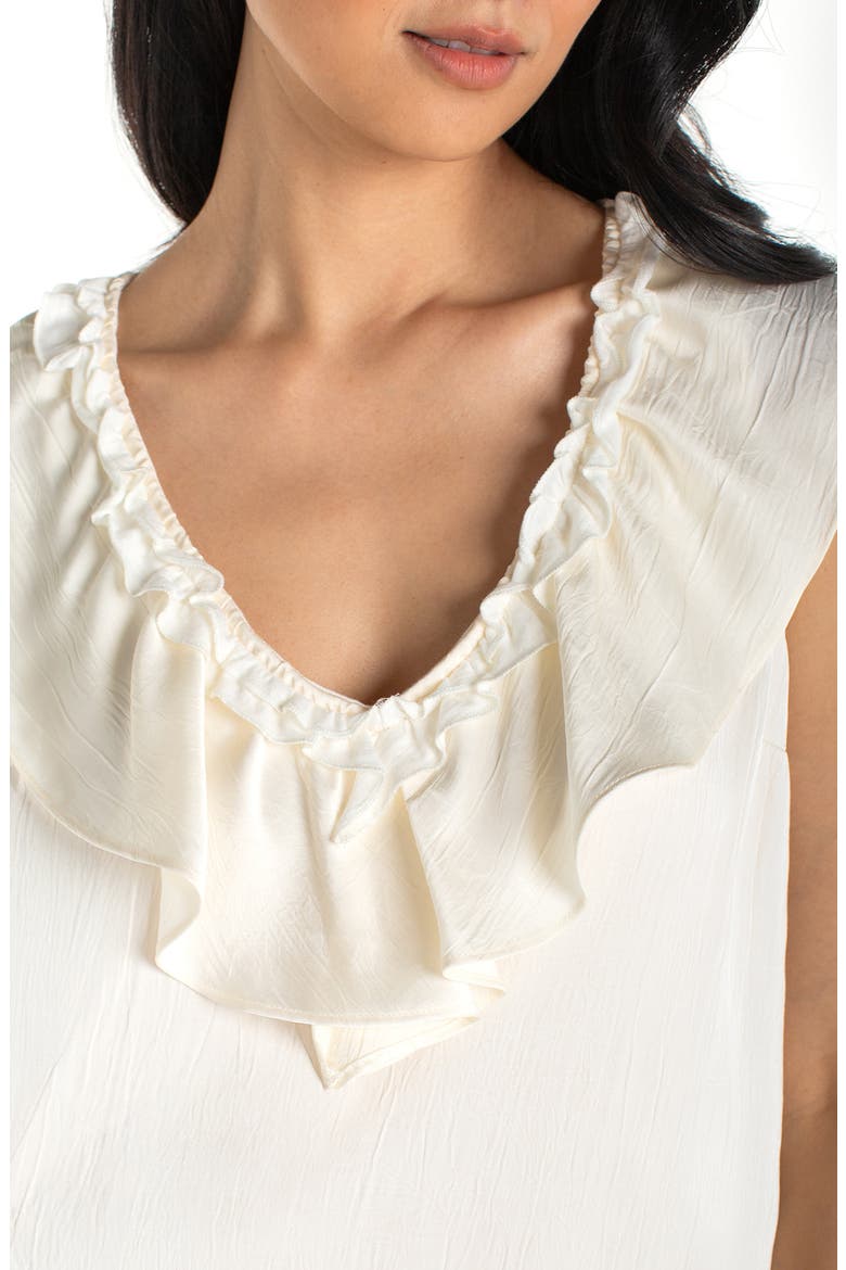 Ruffle Sleeveless Mixed Media Top, Alternate, color, FRENCH VANILLA