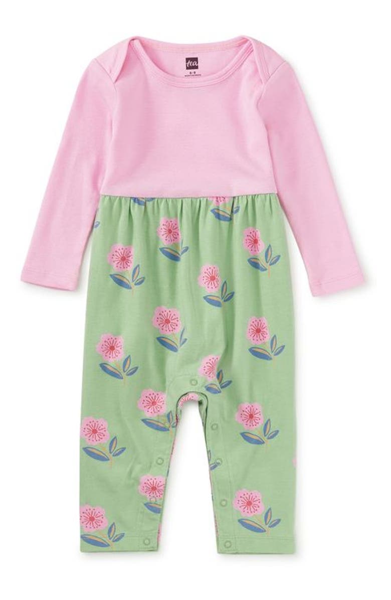 Tea Collection Print Mix Baby Romper, Main, color, Cherry Blossom