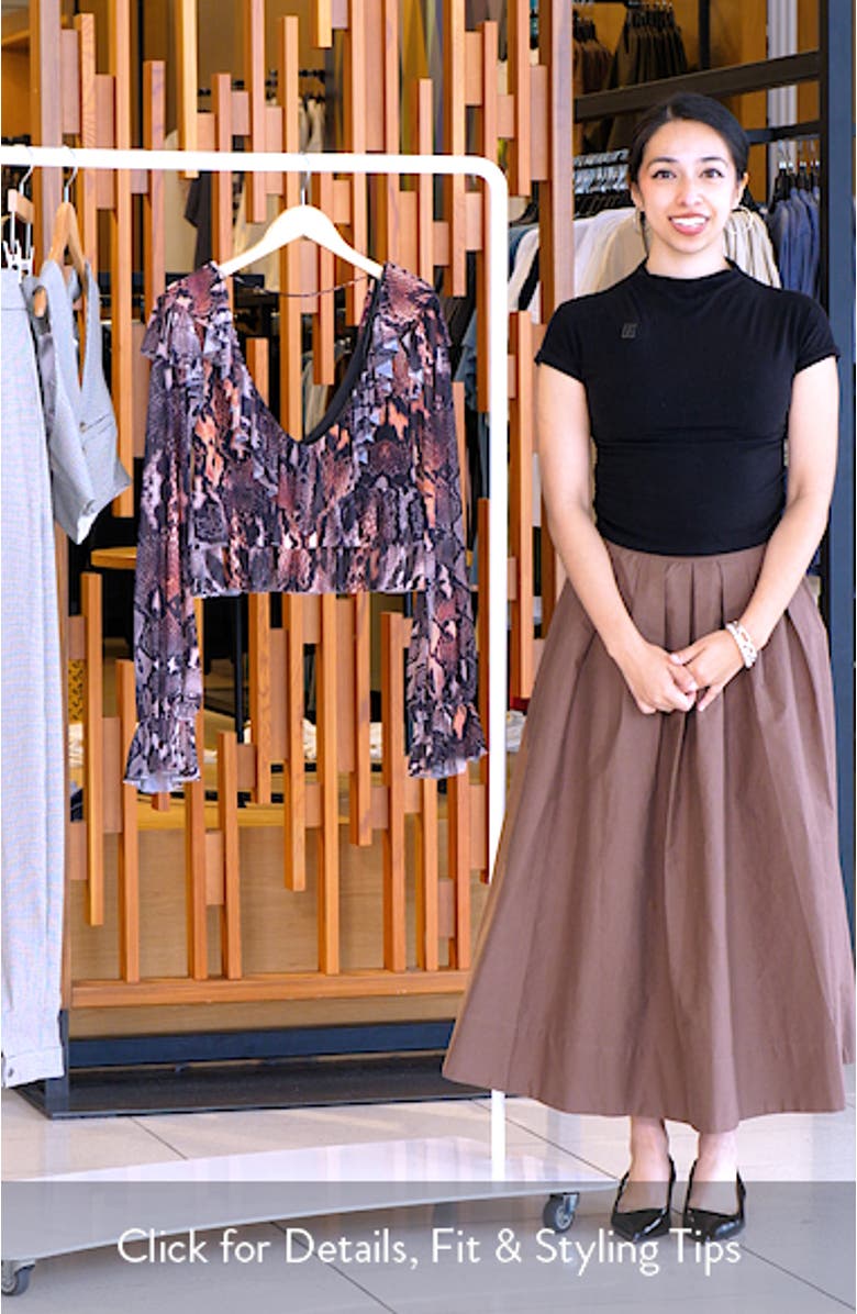 Addison Snakeskin Print Ruffle Top, sales video thumbnail