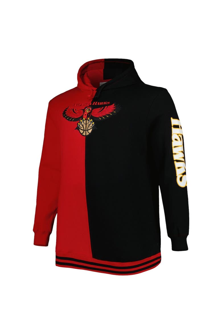 Men's Mitchell & Ness Red/Black Atlanta Hawks Big & Tall Hardwood Classics Split Pullover Hoodie, Alternate, color, Red