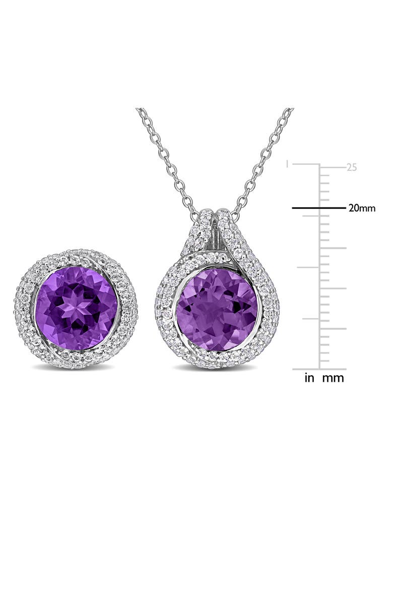 Amethyst & White Topaz Earrings & Necklace Set, Alternate, color, PURPLE