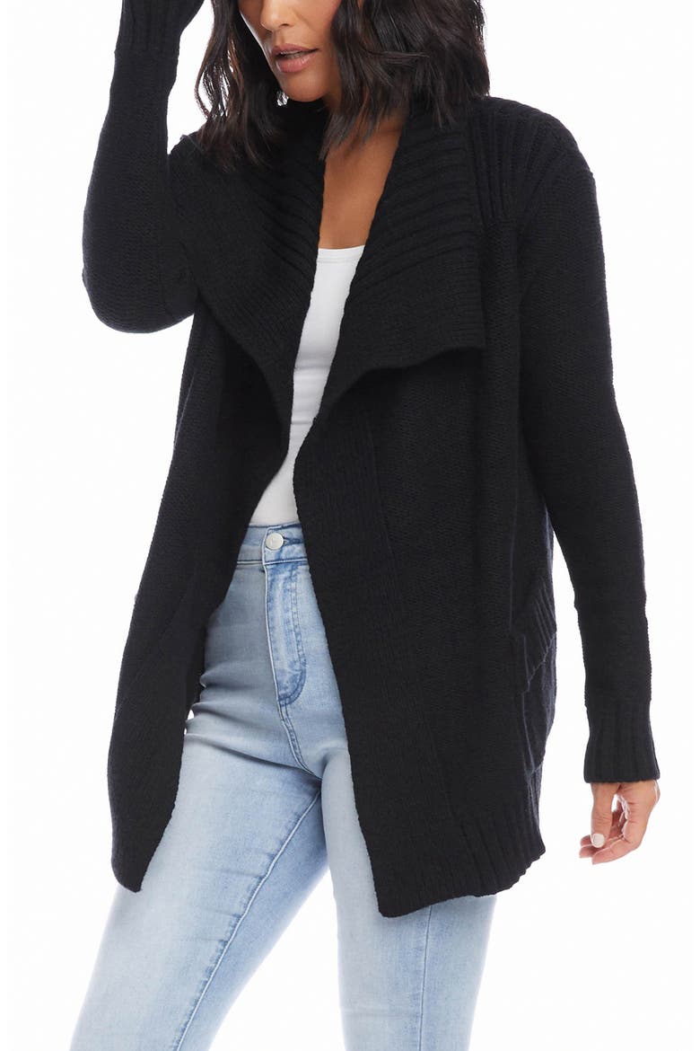 Shawl Collar Open Cardigan, Alternate, color, BLACK