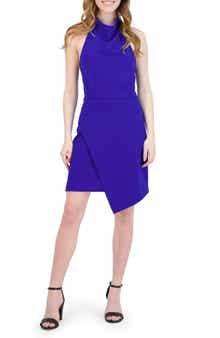 Julia Jordan Cowl Neck Asymmetric Hem Sheath Dress