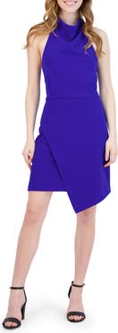 Julia Jordan Cowl Neck Asymmetric Hem Sheath Dress