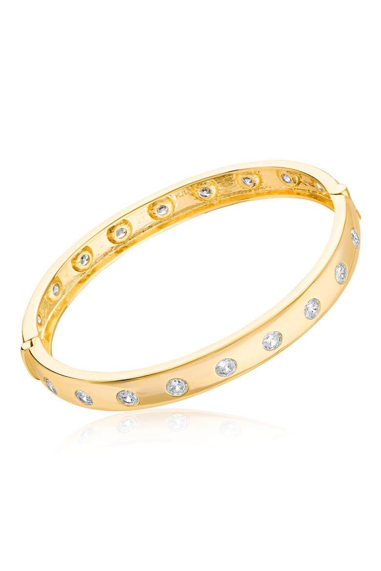 Cubic Zirconia Station Hinge Bangle, Main, color, GOLD