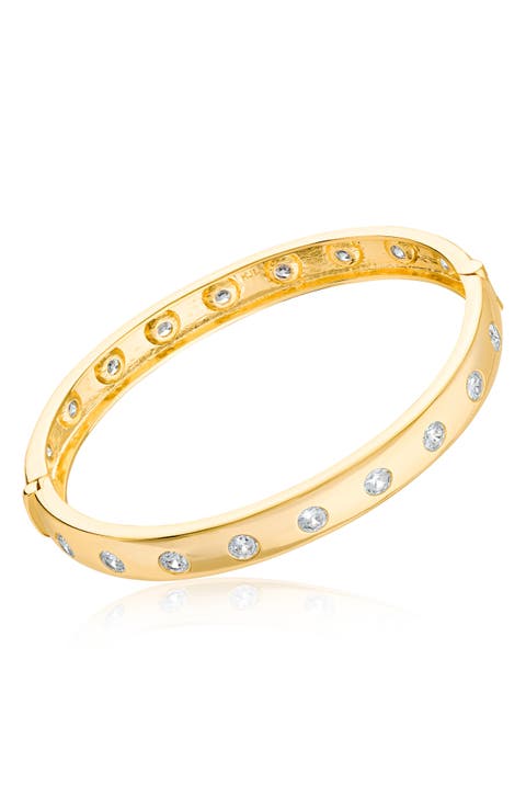 Cubic Zirconia Station Hinge Bangle