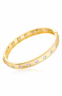 Cubic Zirconia Station Hinge Bangle