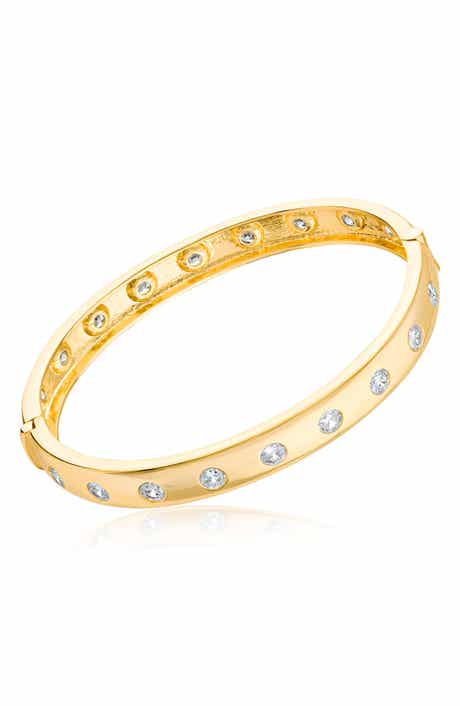 Cubic Zirconia Station Hinge Bangle