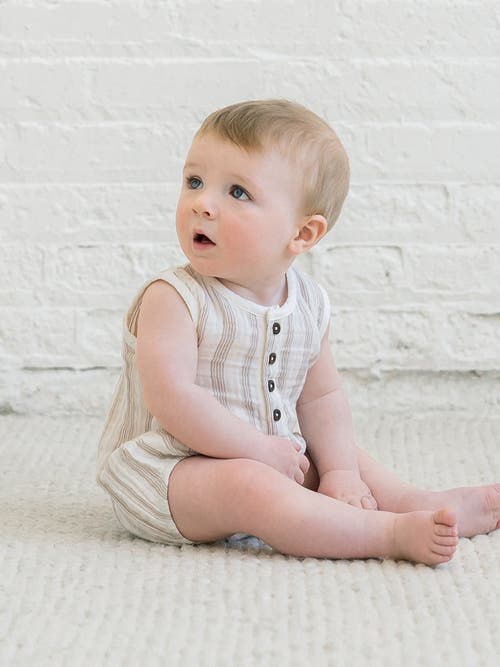 Colored Organics Bowie Muslin Bubble Romper In Neutral