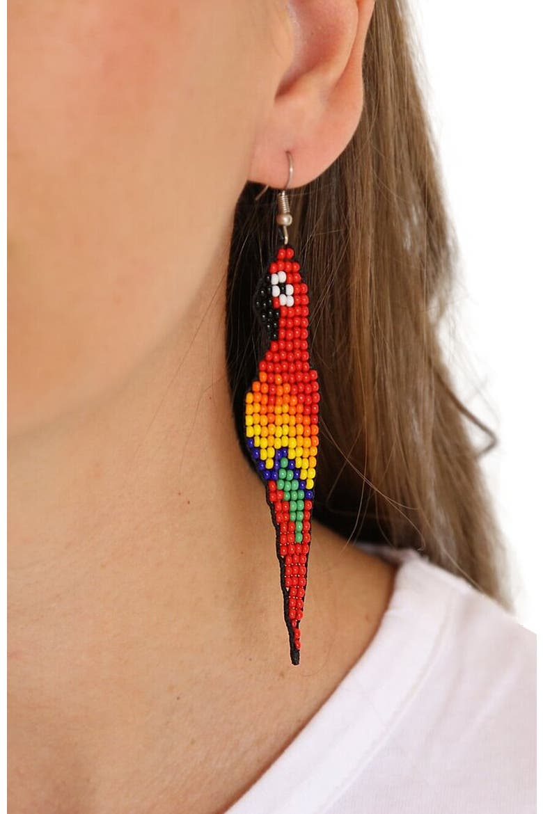Red Parrot Earrings, Alternate, color, Red